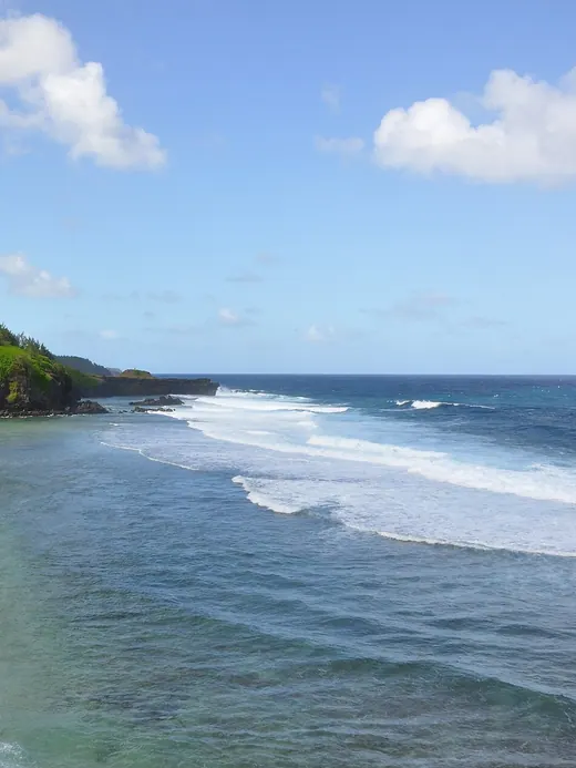 Cliffs and surf on the south coast of Mauritius