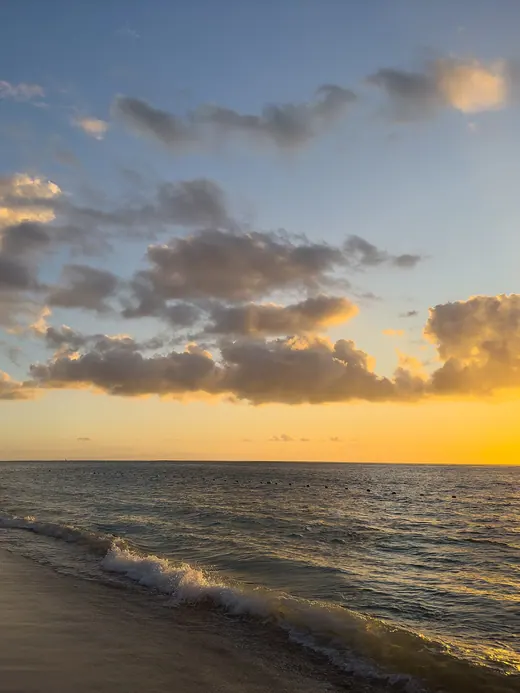 Sunset over a beach in Mauritius