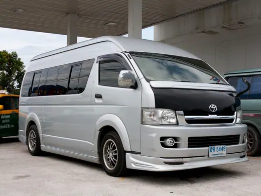 White minibus for group transport