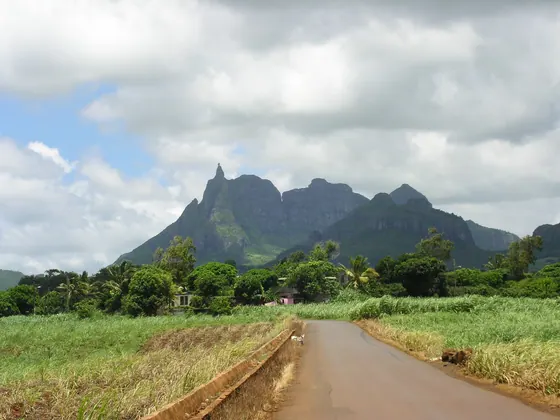 A road leading towards the mountains of Mauritius