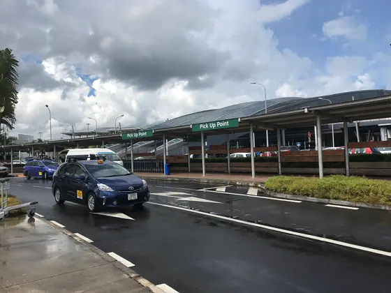 Pick-up area at SSR International Airport, Mauritius